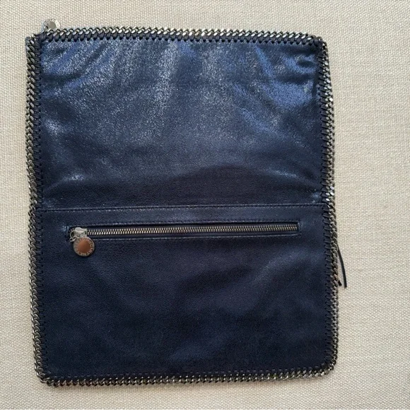 Stella McCartney Falabella  Navy Metallic Fringe Clutch with original tags - Picture 2 of 15